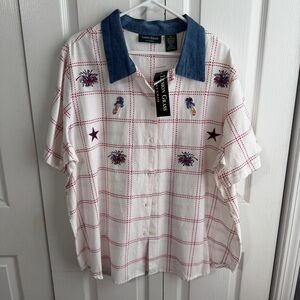 Lemon Grass Studio short sleeve embroidered size 2X